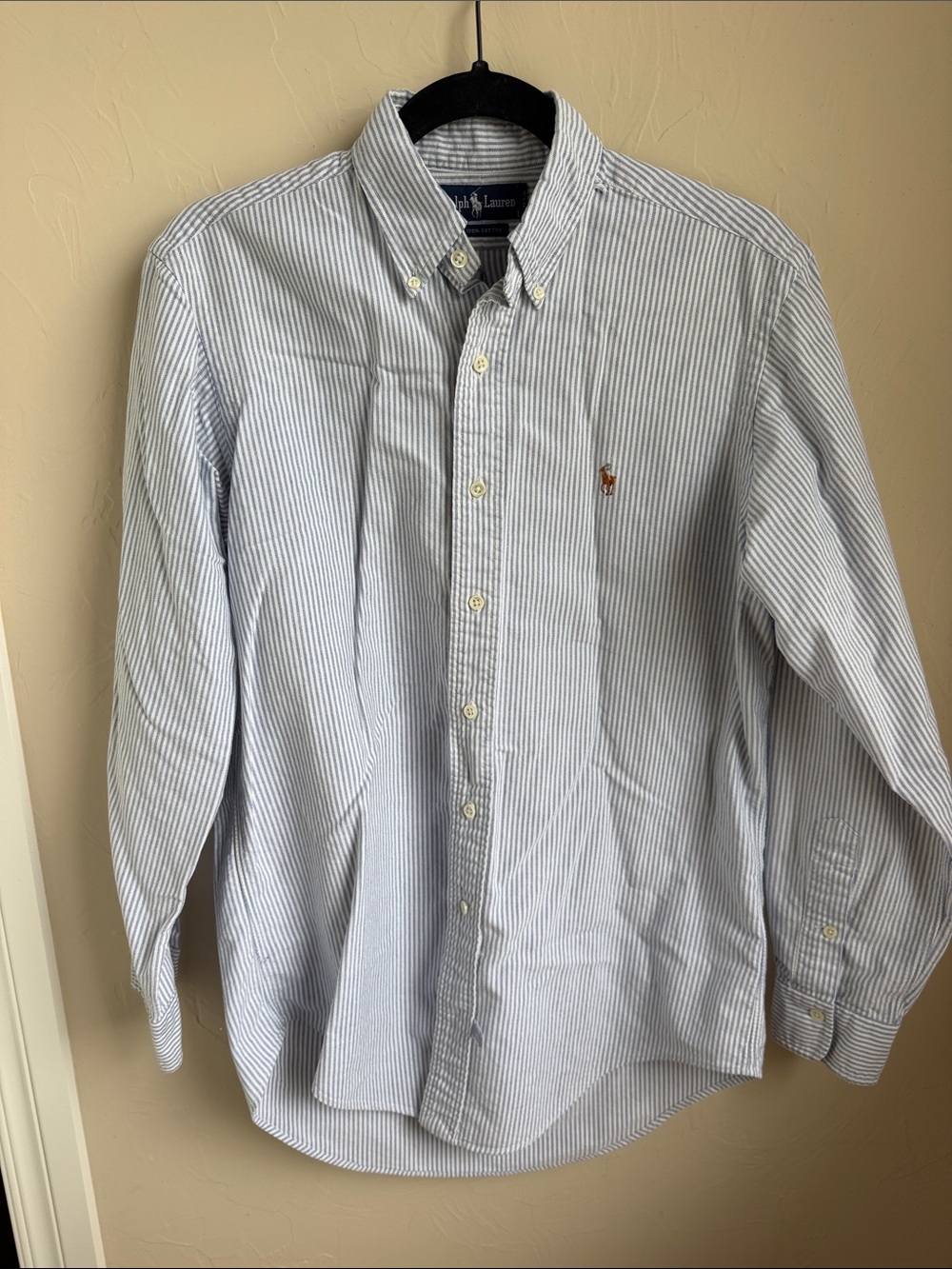 Ralph Lauren Light Blue and White Striped Button-Down Shirt - Picture 4 of 8